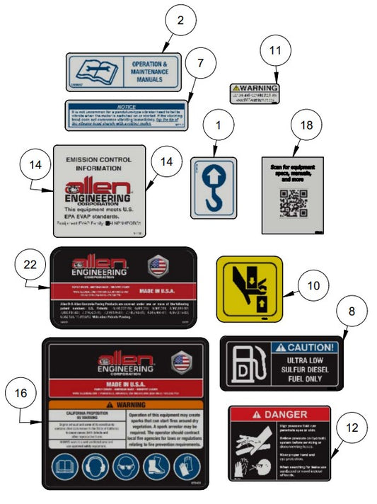 Decals, TRTP 265 Assembly Parts by Allen Engineering