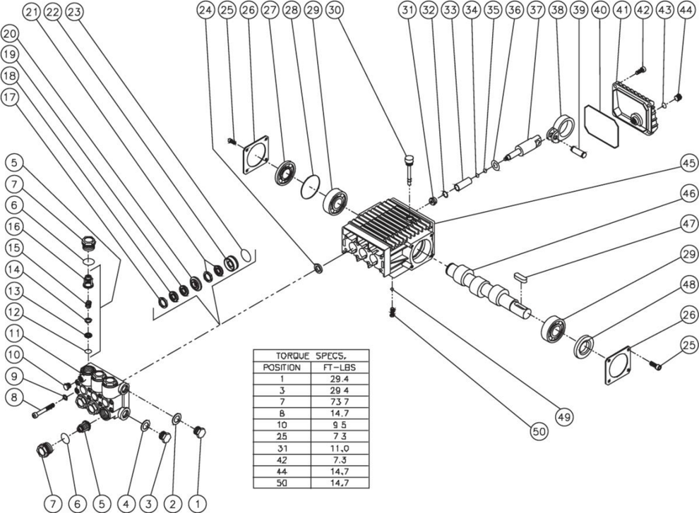 CW-2004-1ME1/1ME3 (sn:10002366-99999999), CW-2504-4MH0, CW-2504-4MV0, CW-2504-4UH0/CMV4 Pump Assembly Parts By Mi-T-M