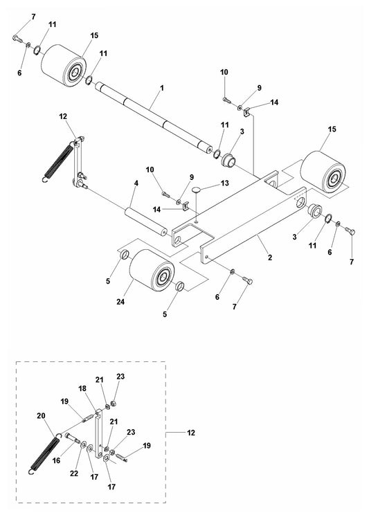 Soff Cut 150 D Wheel Carriage Assembly Parts by Husqvarna