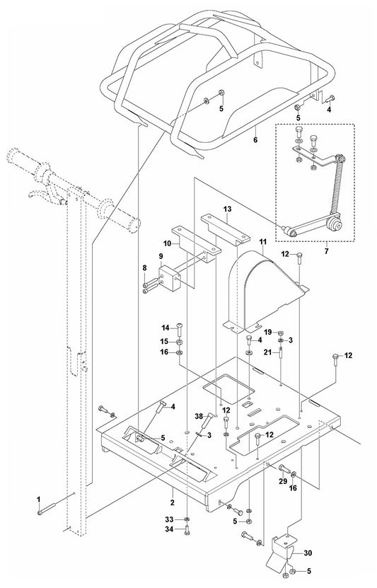 Soff Cut 150 E Main Frame Assembly Parts by Husqvarna