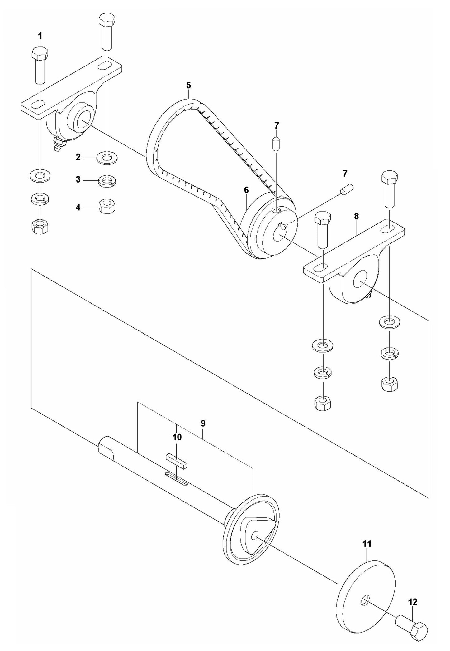 Soff Cut 150 E Blade Shaft Assembly Parts by Husqvarna