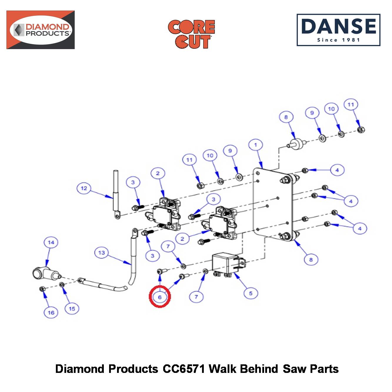 Machine Screw, Pan Hd., M6-1.0 x 16mm 2901368 Fits Core Cut CC6571 Walk Behind Saw By Diamond Products