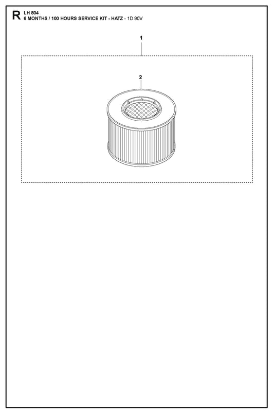 6 Months/100 Hours Service Kit - Hatz-1D 90V Parts For LH 804 By Husqvarna