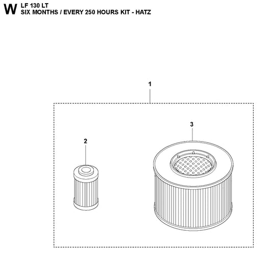 Six Months / Every 250 Hours Kit- Hatz Parts For LF 130 LT Diesel By Husqvarna