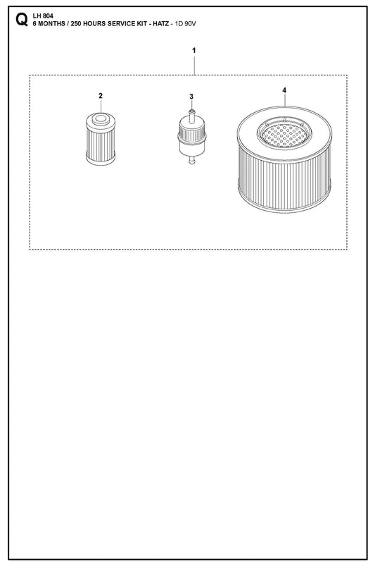 6 Months/250 Hours Service Kit - Hatz-1D 90V Parts For LH 804 By Husqvarna
