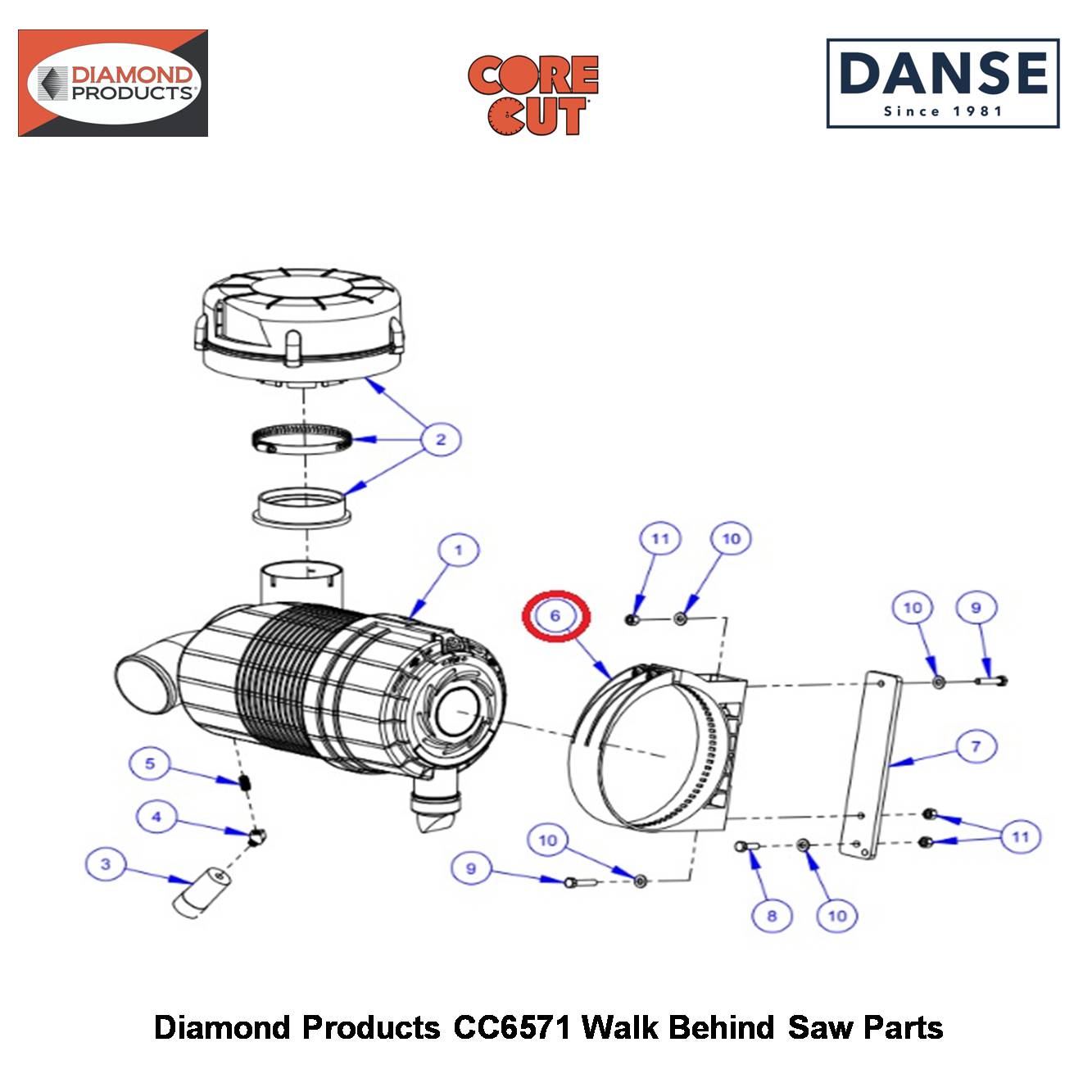 Band 8.35" Dia Mounting (plastic Style) 2501351 Fits Core Cut CC6571 Walk Behind Saw By Diamond Products