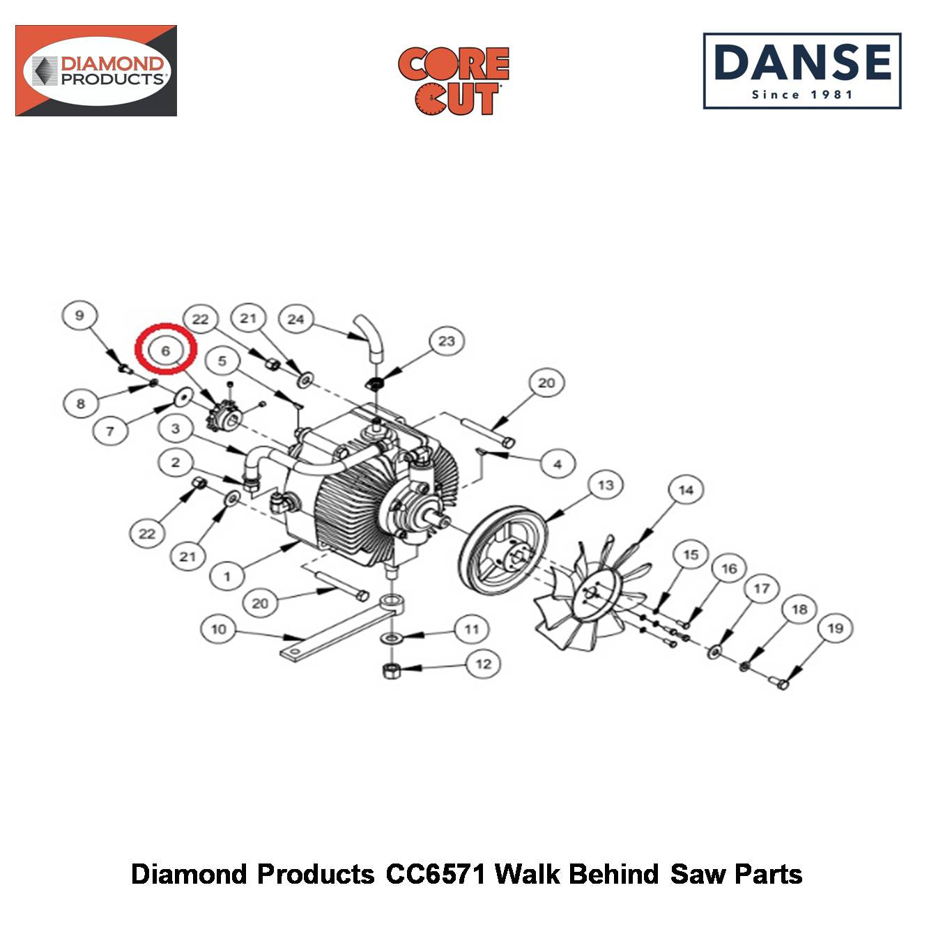 Sprocket #40BS11X17MM 2500150 Fits Core Cut CC6571 Walk Behind Saw By Diamond Products