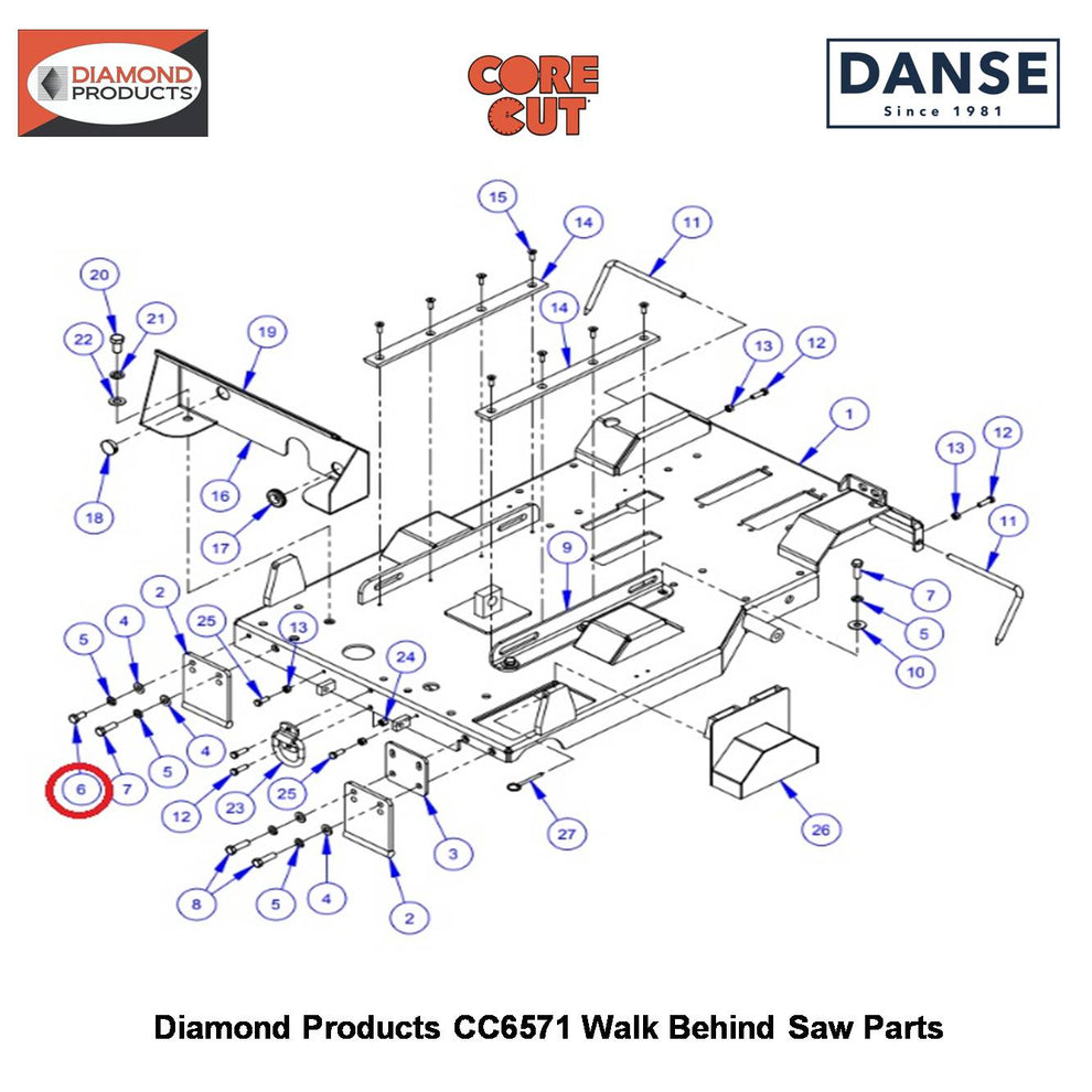 1/2-13X1" Hex Capscrew 2900086 Fits Core Cut CC6571 Walk Behind Saw By Diamond Products