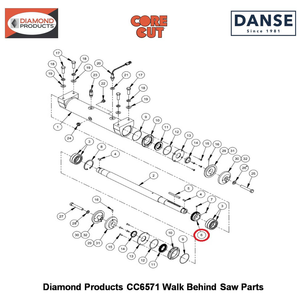 Shaft Tach Gear 60 Tooth For Oil Bath Blade Shaft 6010798 Fits Core Cut CC6571 Walk Behind Saw By Diamond Products