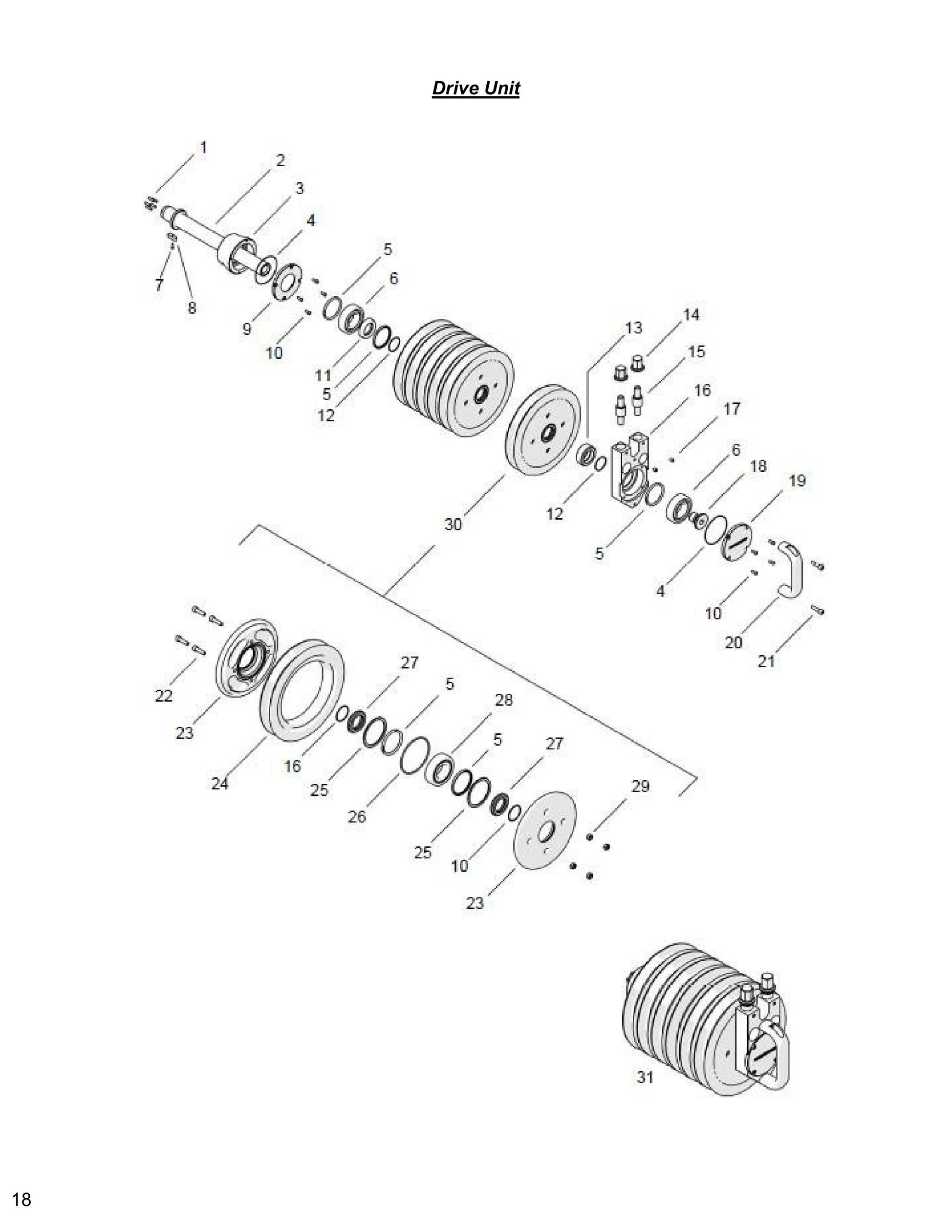 WCU14, WCH17, WCE17 Drive Unit Parts