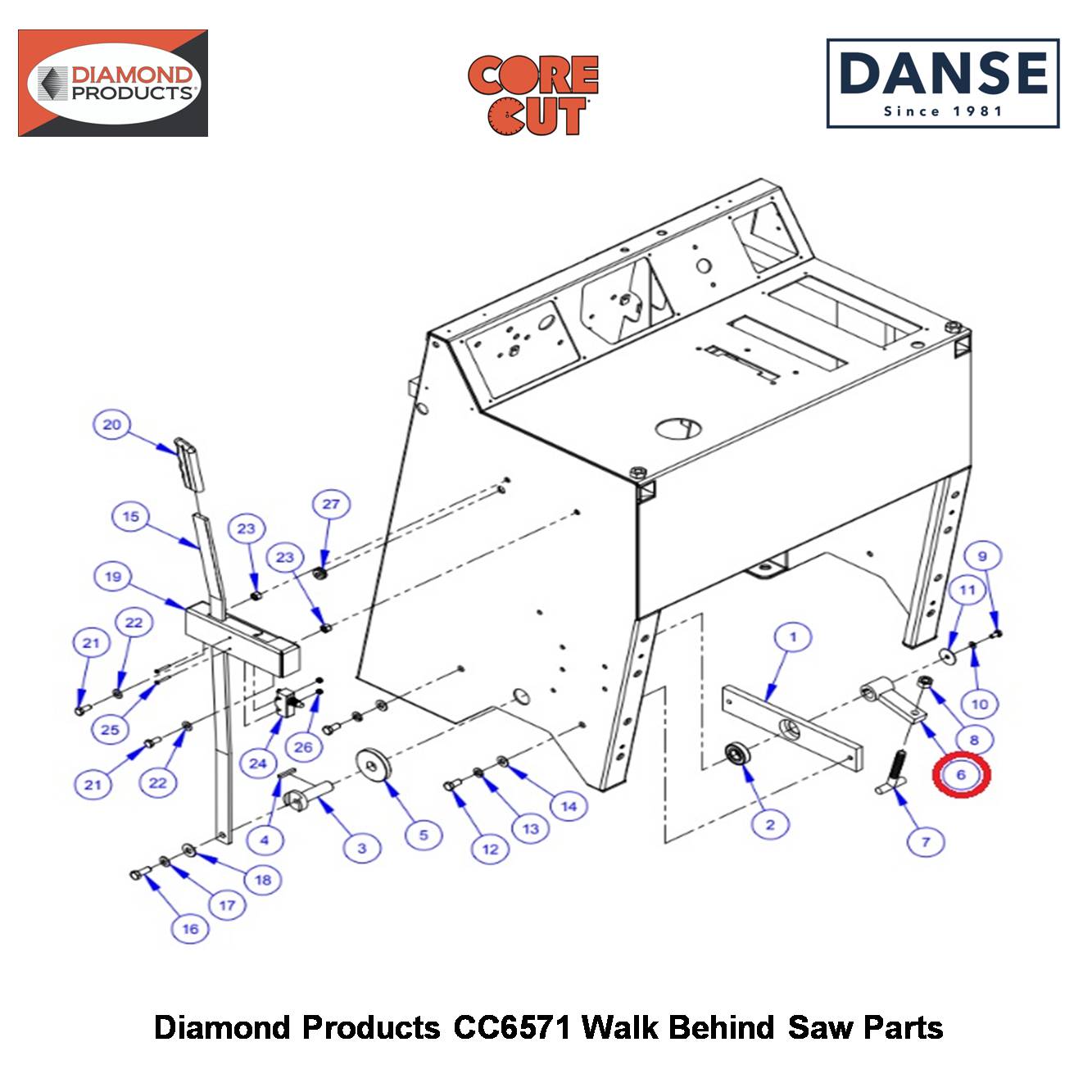 Pivot Arm (parking Brake) 6011231 Fits Core Cut CC6571 Walk Behind Saw By Diamond Products