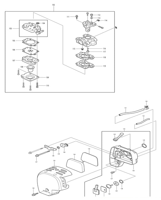BHX2500CA Carburetor, Cleaner Base Assembly Parts