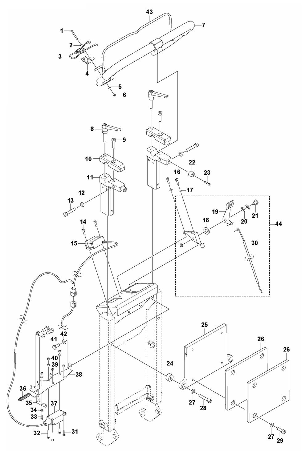 PG 400 Petrol Panel Assembly Parts by Husqvarna