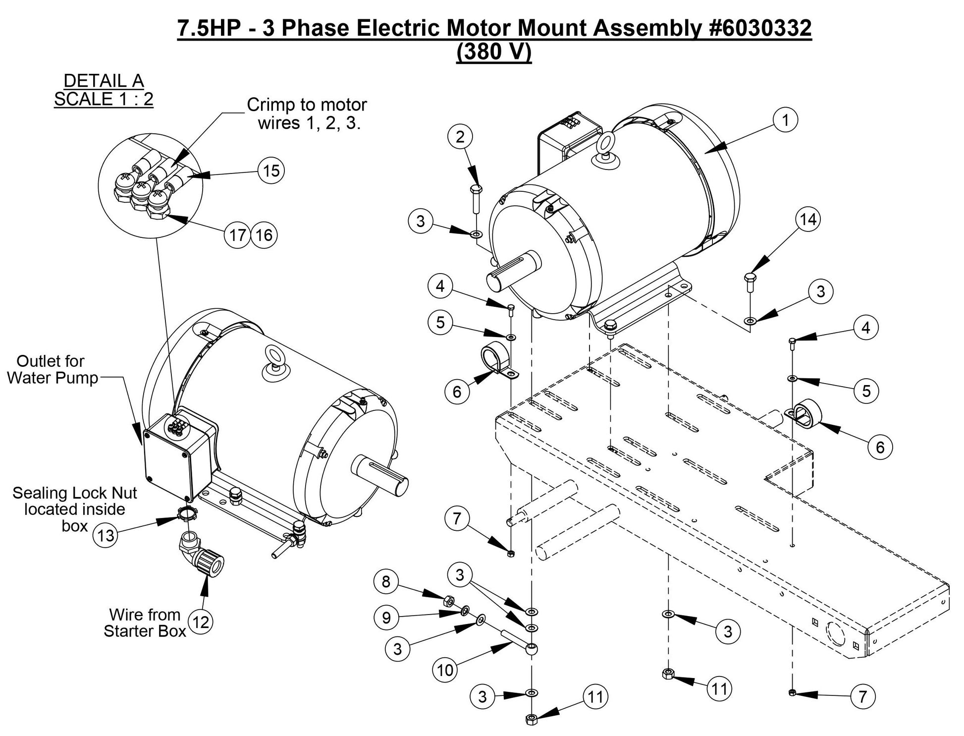 CC800M 7.5HP - 3 Phase Electric Motor Mount Assembly (380 V)