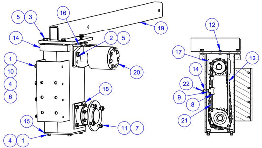 APCP1600 Right Hand Auger Drive Assembly Parts by Allen Engineering