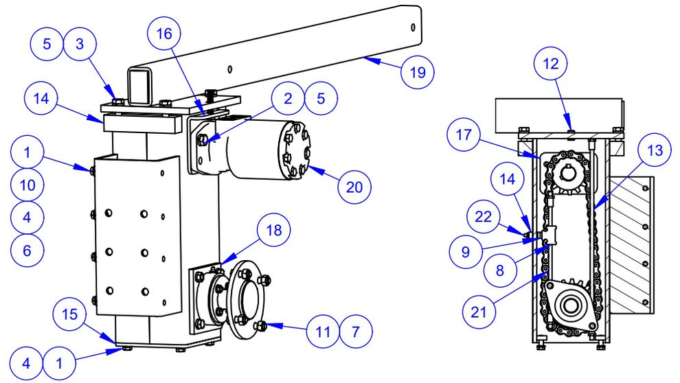 APCP1600 Right Hand Auger Drive Assembly Parts by Allen Engineering