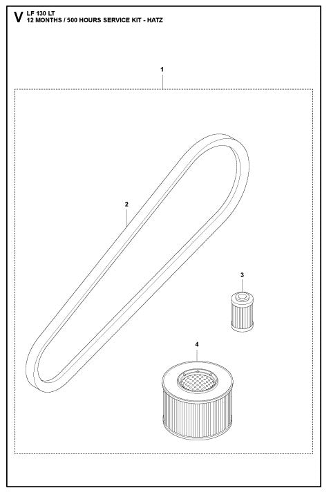 12 Months-500 Hours Service Kit-Hatz Assembly Parts For LF 130 LT Petrol By Husqvarna