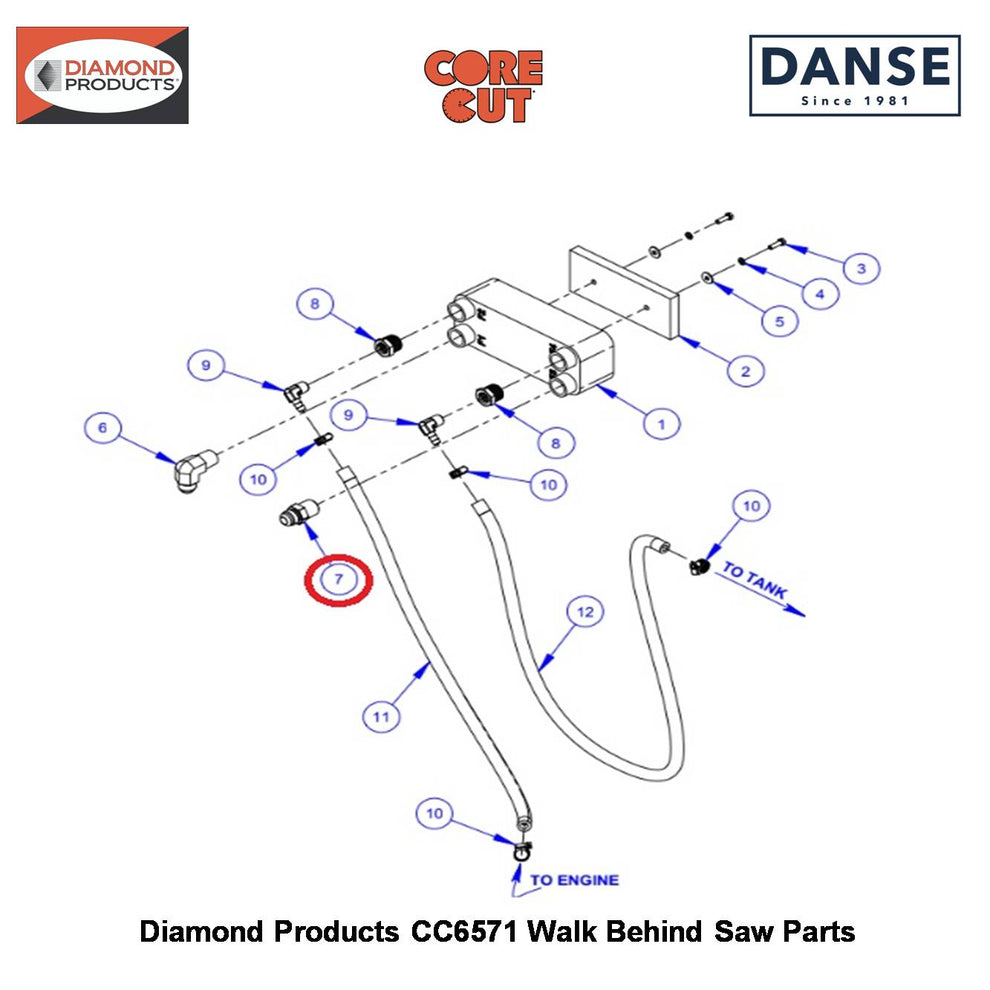 1/2"M.PIPE To 1/2"M.JIC Straight Adapter 3200283 Fits Core Cut CC6571 Walk Behind Saw By Diamond Products