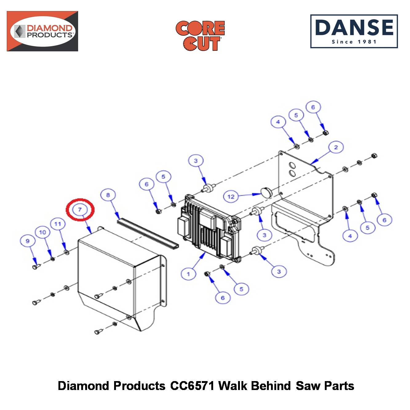 ECU Cover 6019240 Fits Core Cut CC6571 Walk Behind Saw By Diamond Products