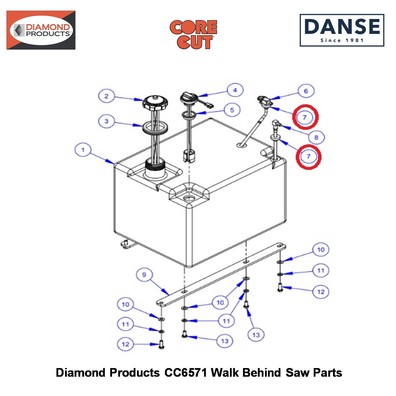 Bushing Tank (rubber) .362" Id 2501215 Fits Core Cut CC6571 Walk Behind Saw By Diamond Products