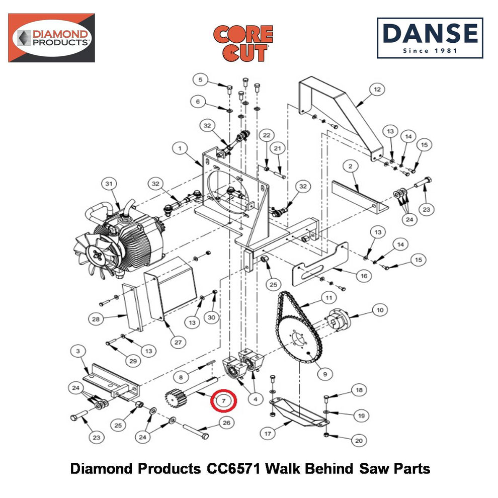 Transmission Jackshaft (18 Tooth Gear) 6010664 Fits Core Cut CC6571 Walk Behind Saw By Diamond Products