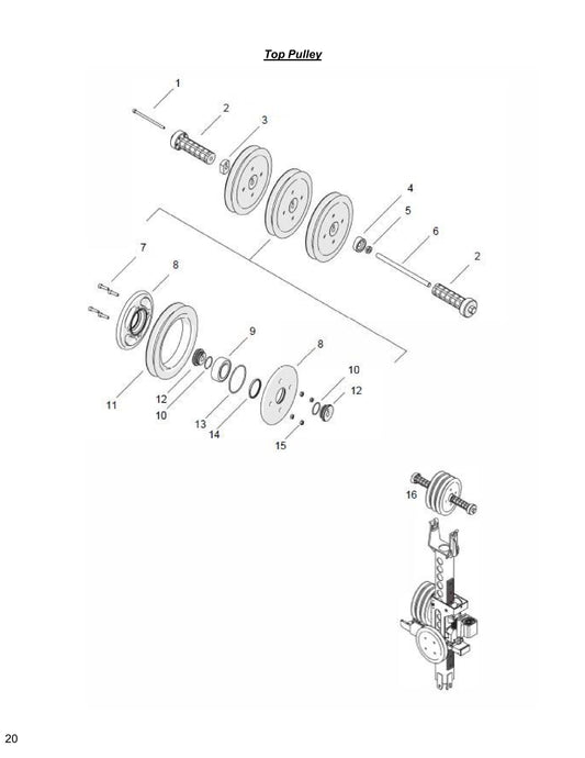 WCU14, WCH17, WCE17 Top Pulley Parts