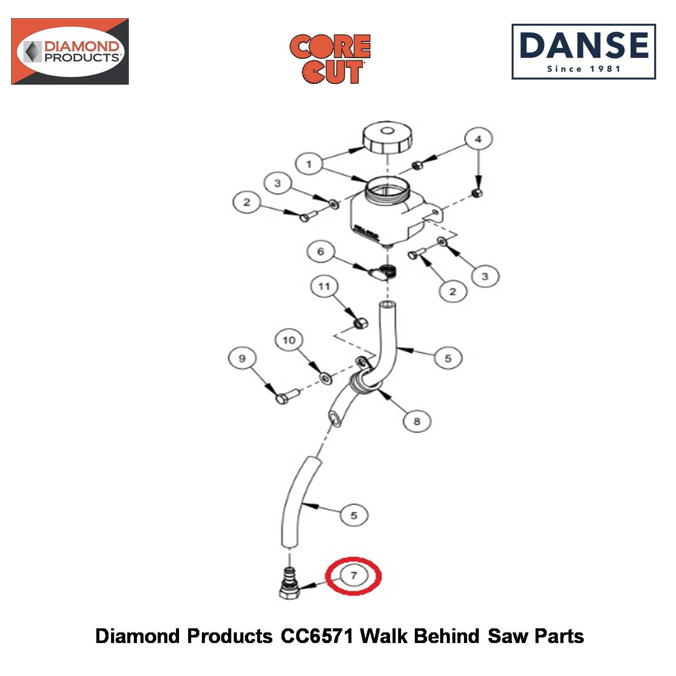 1/2"F.JIC To 1/2"PUSHLOK 3200181 Fits Core Cut CC6571 Walk Behind Saw By Diamond Products