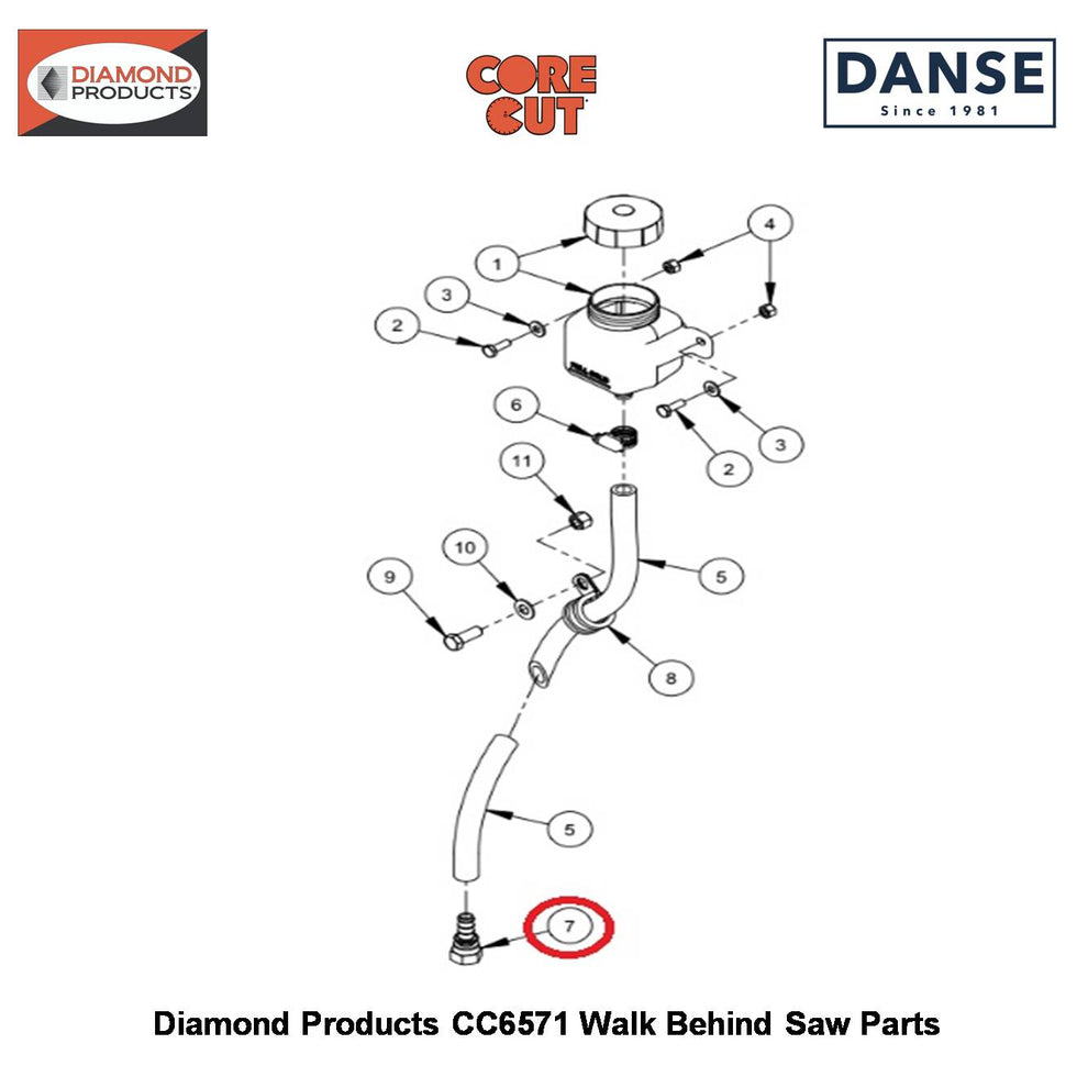 1/2"F.JIC To 1/2"PUSHLOK 3200181 Fits Core Cut CC6571 Walk Behind Saw By Diamond Products