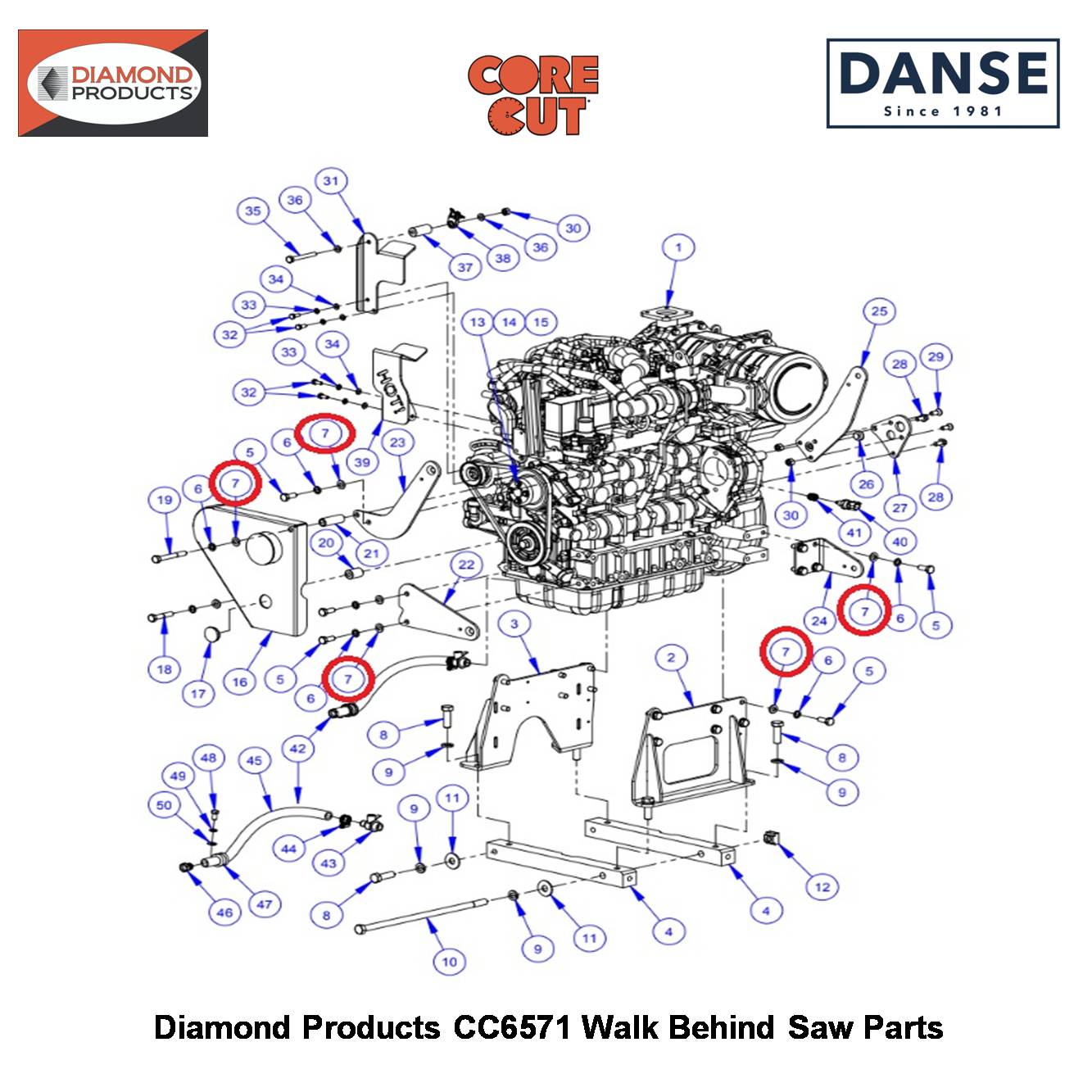 M12 Flat Washer (24MM Od) 2901357 Fits Core Cut CC6571 Walk Behind Saw By Diamond Products