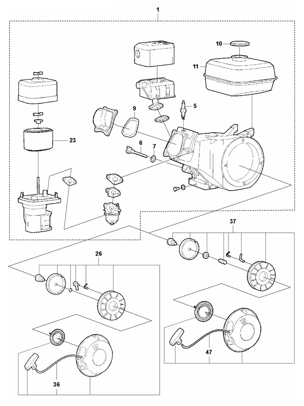 LFV 80 Honda GX160H2-QX-3-OH Assembly Parts by Husqvarna