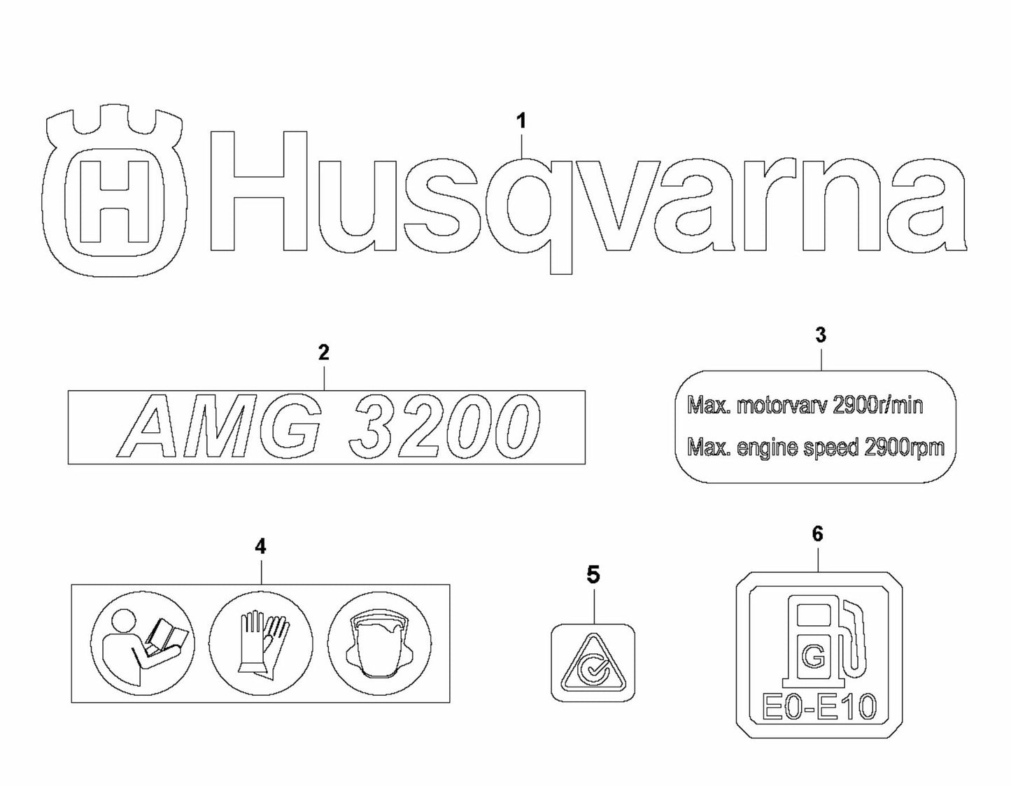 AMG 3200 (2018) Decals Assembly Parts By Husqvarna