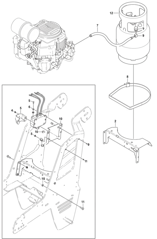 PG 830 P Gas Tank Holder and Co Sensor Assembly Parts by Husqvarna