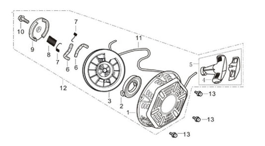 BE 85.570.150 Powerease 420 Engine Recoil Assembly Parts by BE Power Equipment