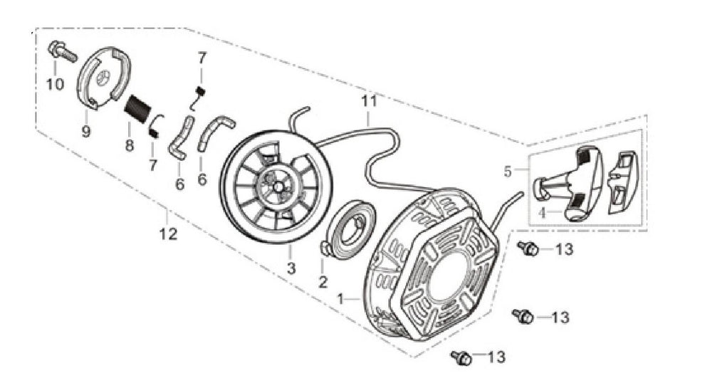 BE 85.570.150 Powerease 420 Engine Recoil Assembly Parts by BE Power Equipment