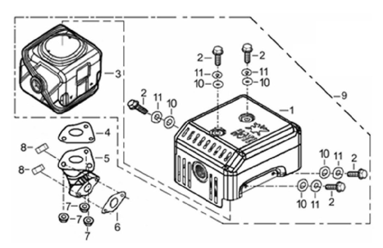 BE 85.570.150 Powerease 420 Engine Muffler Assembly Parts by BE Power Equipment