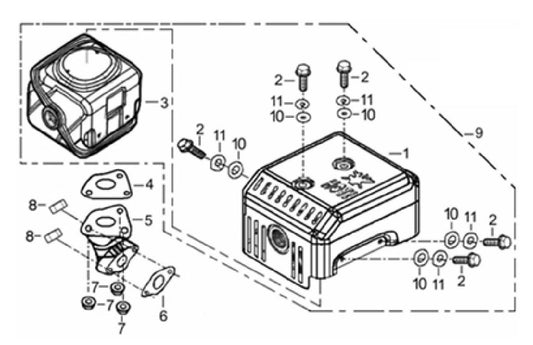 BE 85.570.150 Powerease 420 Engine Muffler Assembly Parts by BE Power Equipment