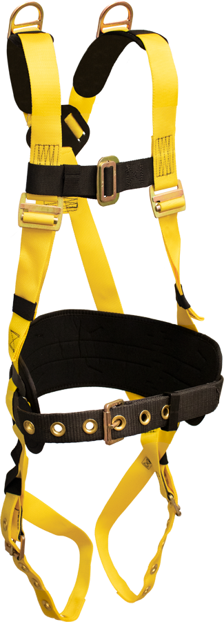850D Full Body Harness, shoulder D-rings, waist pad w/removable tool belt by FrenchCreek Production Yellow