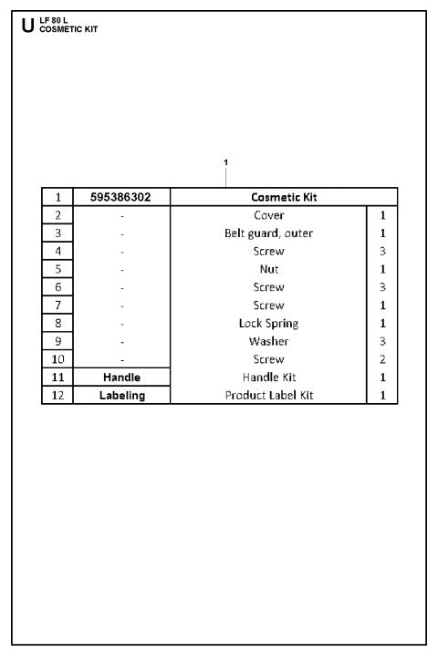 Cosmetic Kit 1 Assembly Parts For LF 80 LAT By Husqvarna