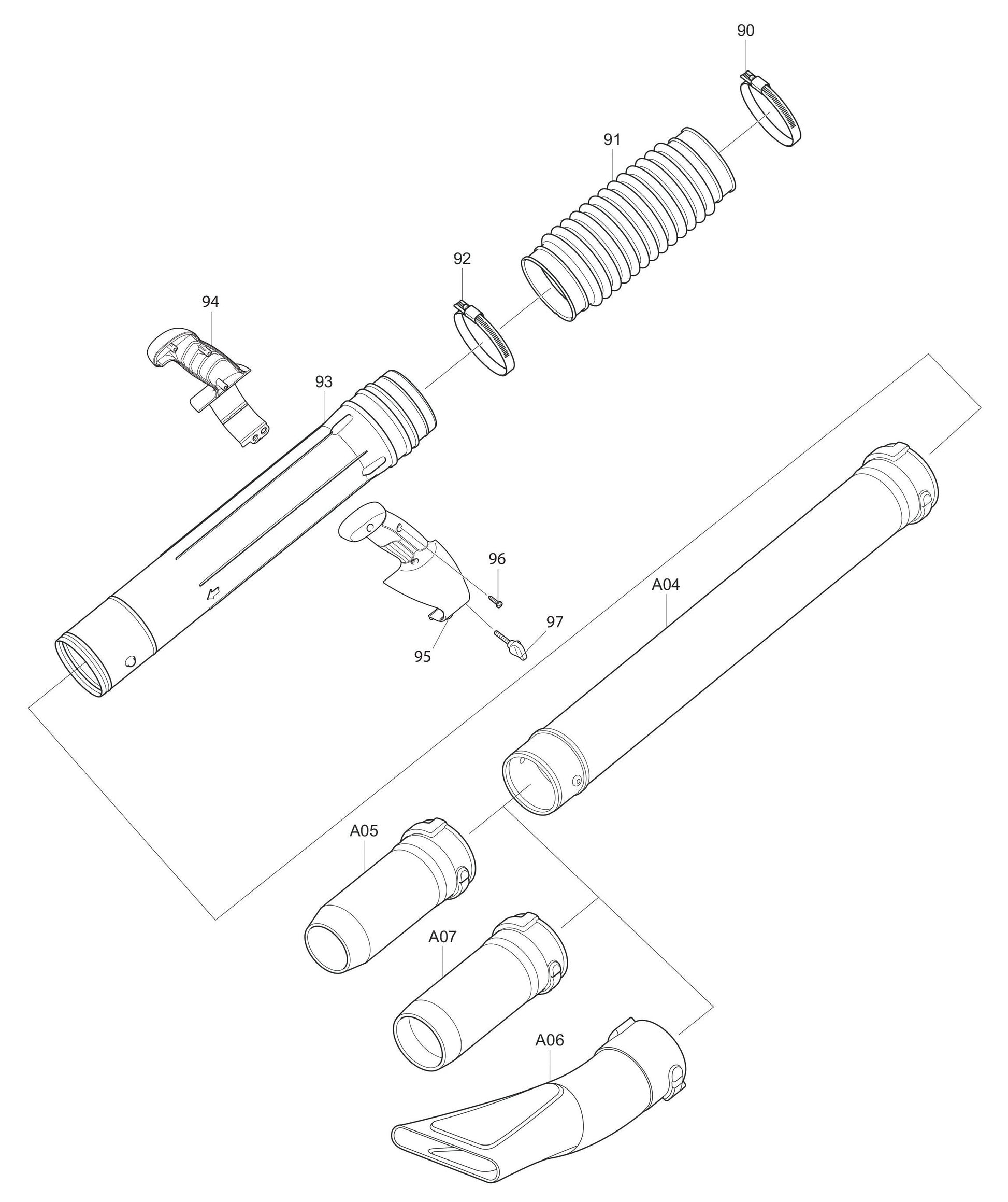 EB7650WH Tube Assembly Parts