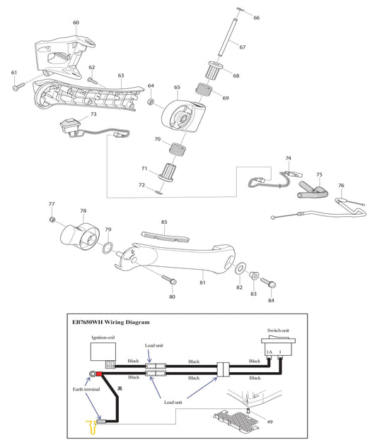 EB7650WH Throttle Handle Assembly Parts
