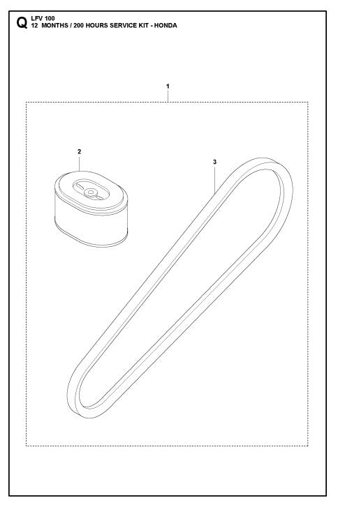 12 Months-200 Hours Service Kit-Honda Assembly Parts For LFV 100 By Husqvarna