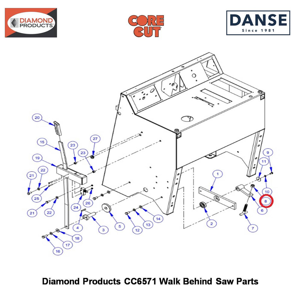 1/2-13 Hex Nut 2900037 Fits Core Cut CC6571 Walk Behind Saw By Diamond Products