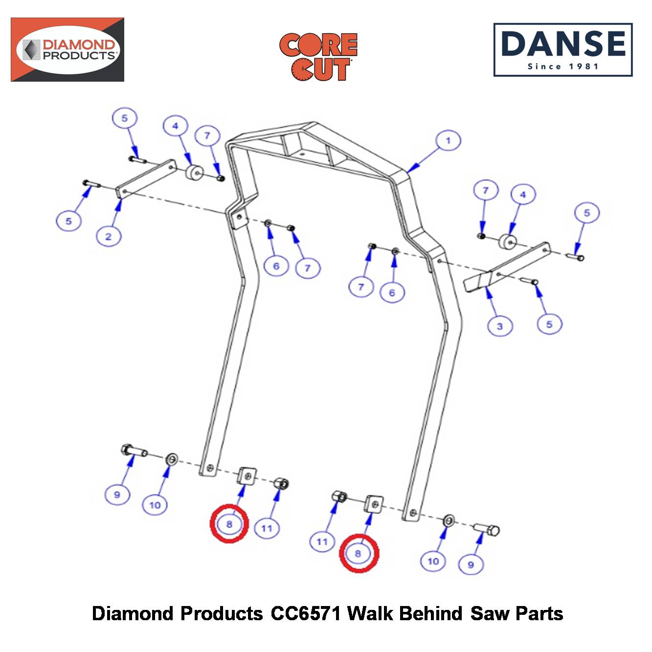 Frame Lift Spacer 6013053 Fits Core Cut CC6571 Walk Behind Saw By Diamond Products