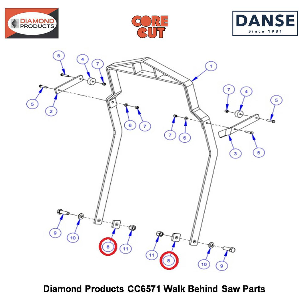 Frame Lift Spacer 6013053 Fits Core Cut CC6571 Walk Behind Saw By Diamond Products