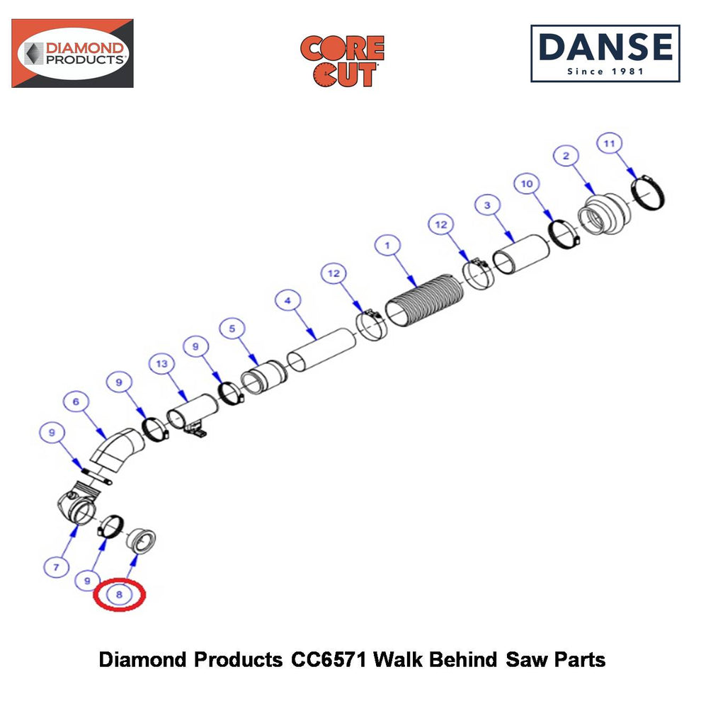 Sleeve Reducer 2-1/2"TO 2 2506013 Fits Core Cut CC6571 Walk Behind Saw By Diamond Products