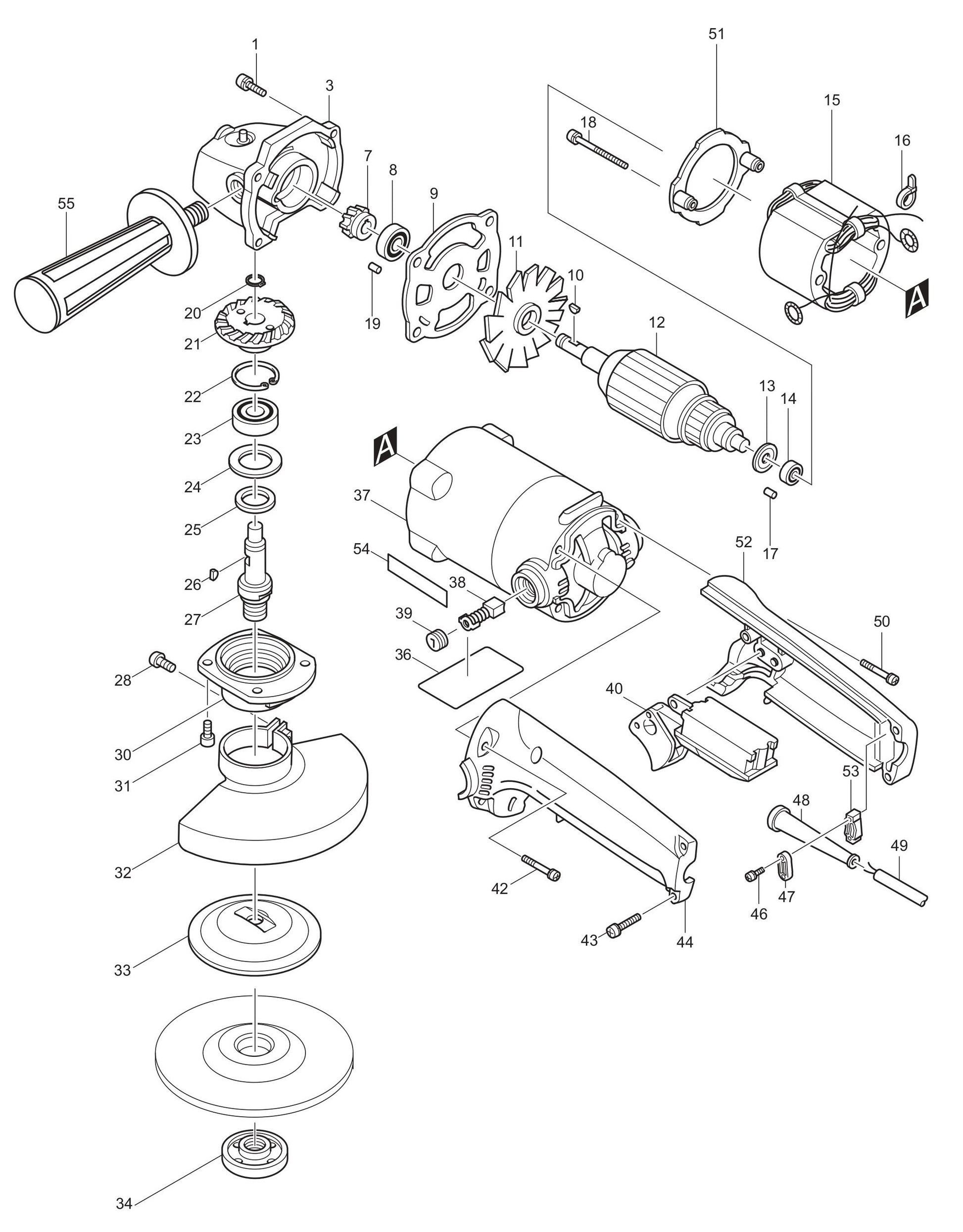 9005BZ Angle Grinder Assembly Parts