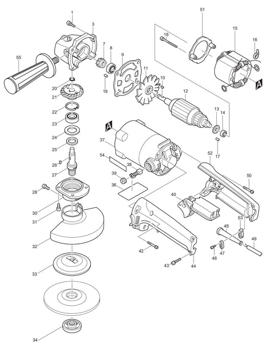 9005BZ Angle Grinder Assembly Parts