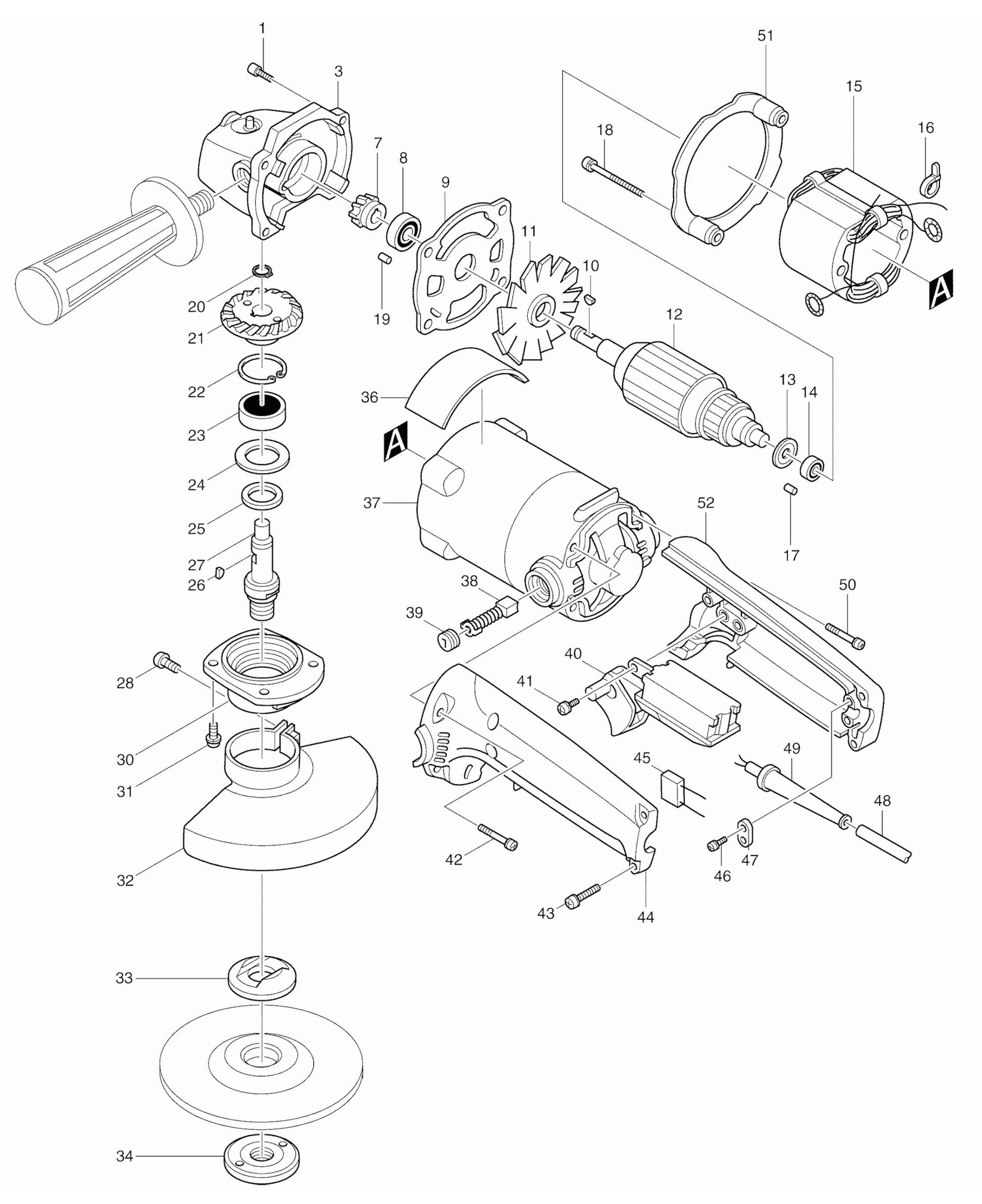 9005B Grinder Assembly Parts