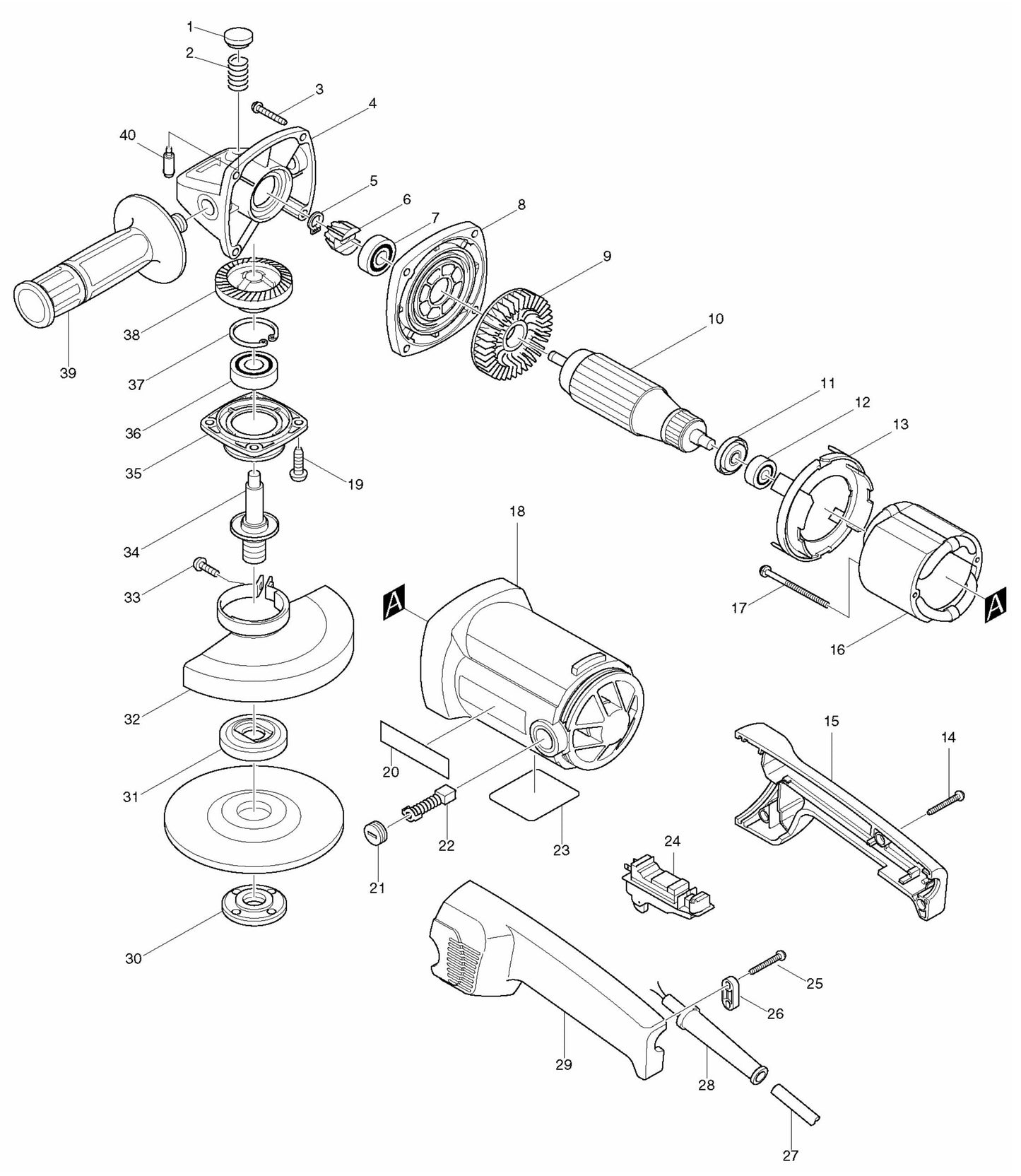 9015B, 9015DB Grinder Assembly Parts
