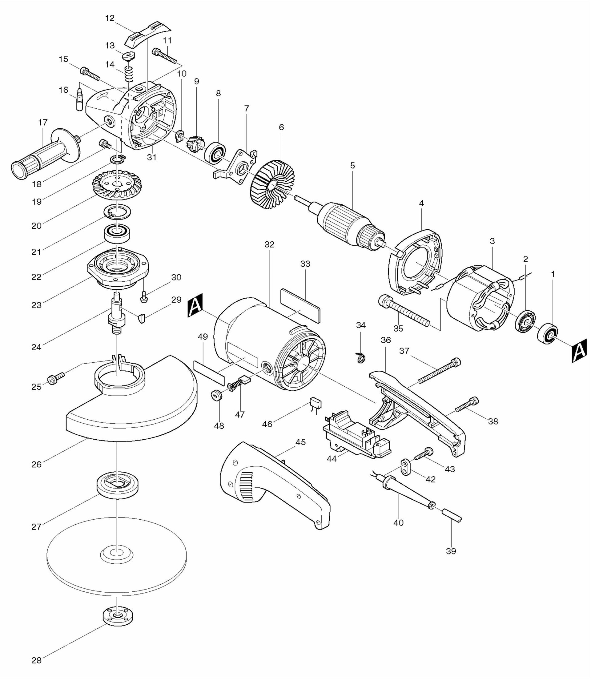 9029 Angle Grinder Assembly Parts